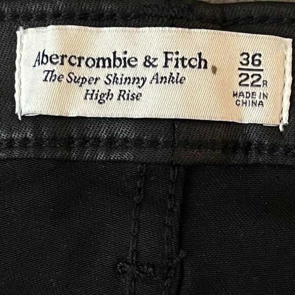 Abercrombie & Fitch Criss-Cross Super Skinny Ankle Coated Black Jeans 36/22R NWT - Picture 7 of 15
